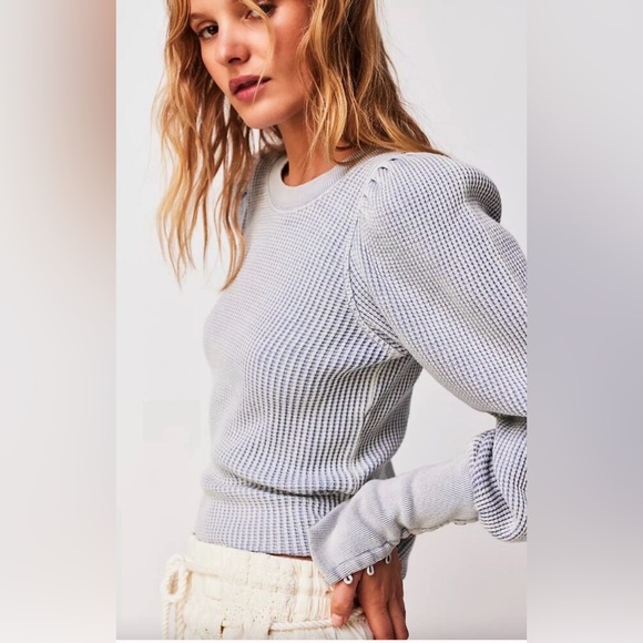 Free People Tops - Free People One Wesley Thermal Long Sleeve Top in Blue Moon Size Medium